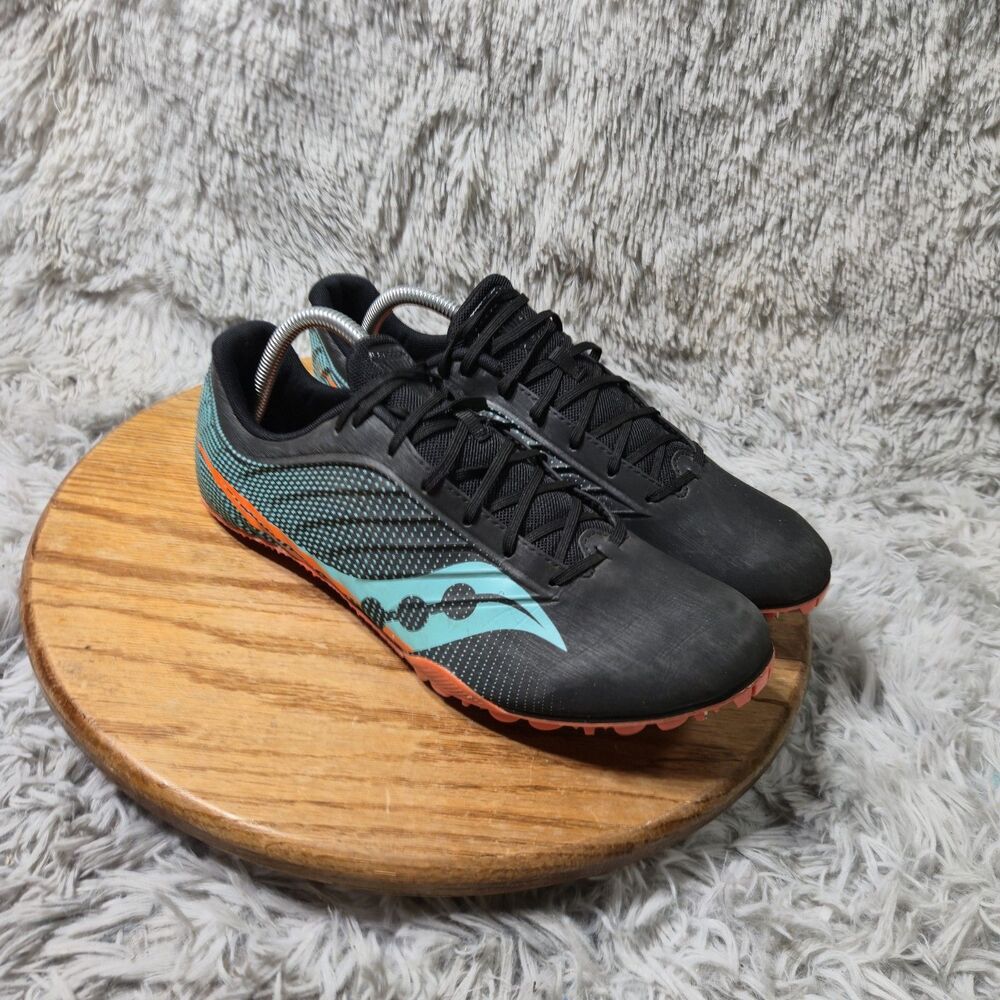 Mens Saucony Spitfire 5 Track Cleats Black & Cool Mint Men Size 11 Athletic Shoe